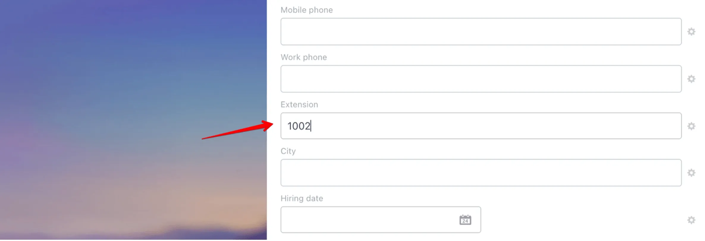Configuration of internal users numbers