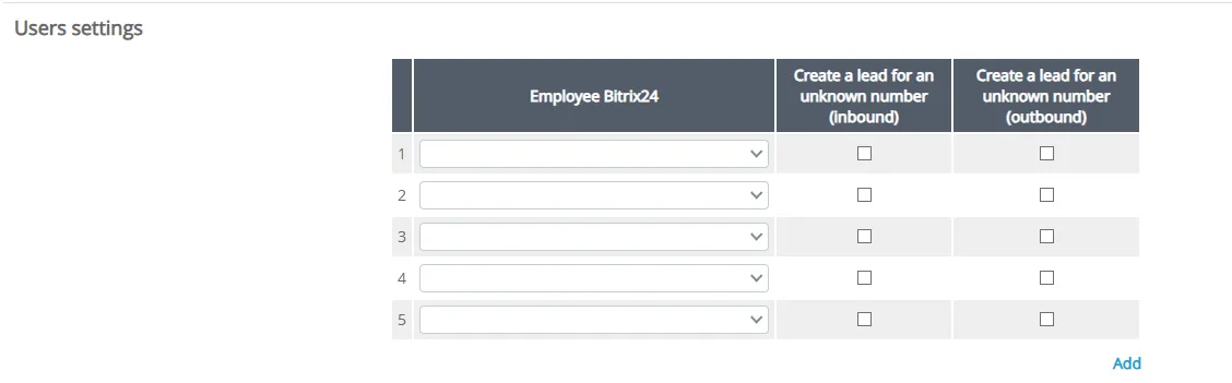Users settings